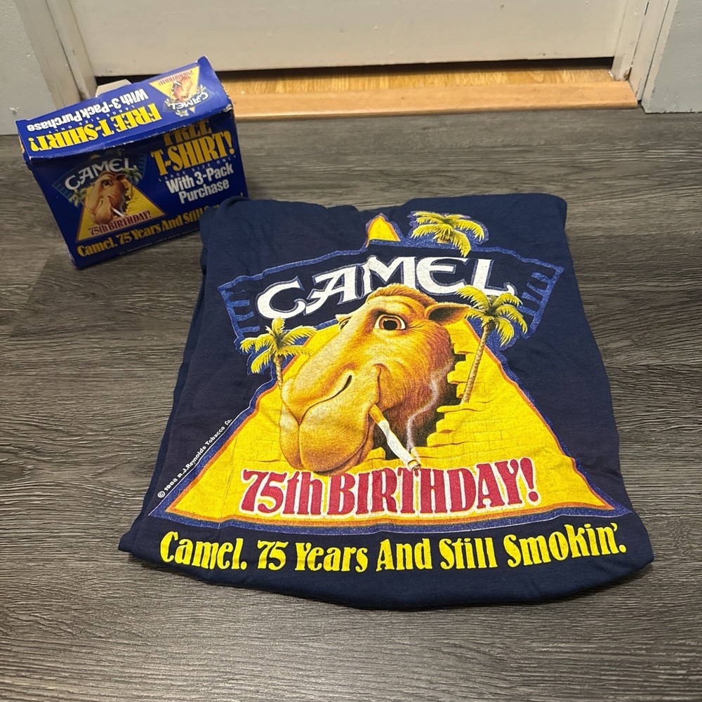 Vintage 1988 Camel Cigarettes Joe Cool 75th Birthday Navy New In Box Large USA