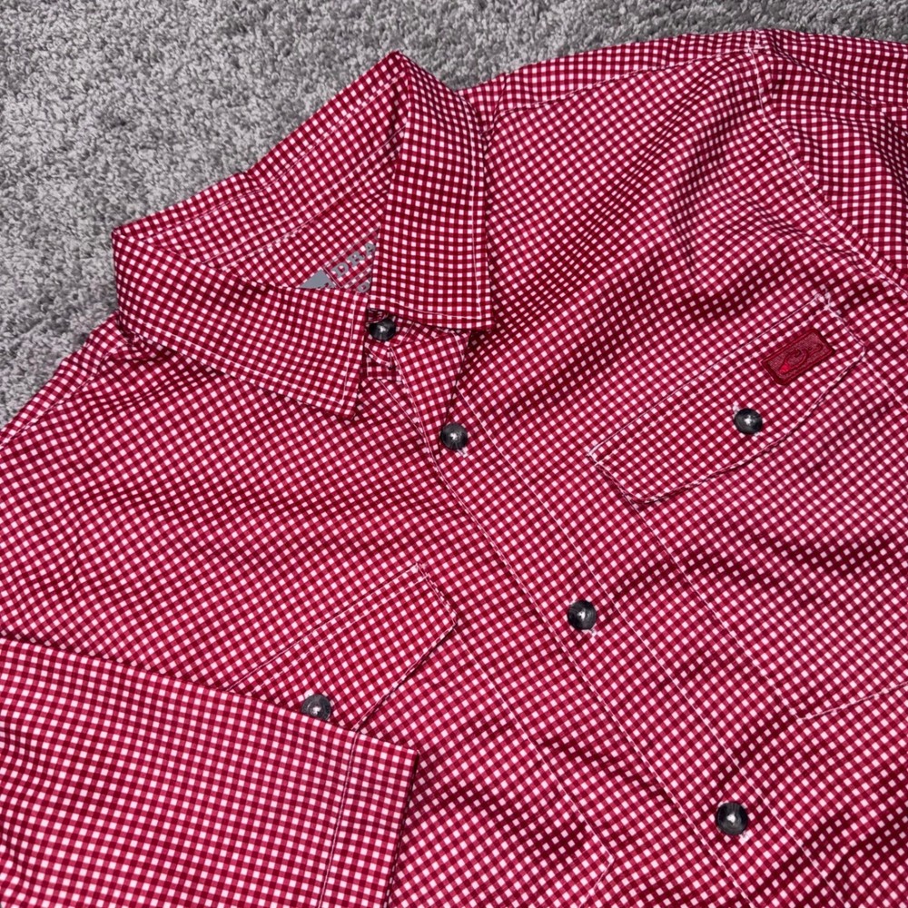 Drake Waterfowl Vented Short Sleeve Shirt Gingham Check Mens Stretch Red 2XL NEW