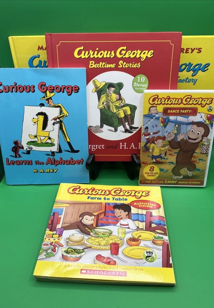 Curious George Lot: Hardcover & Paperback Books Plus Dance Party DVD NEW