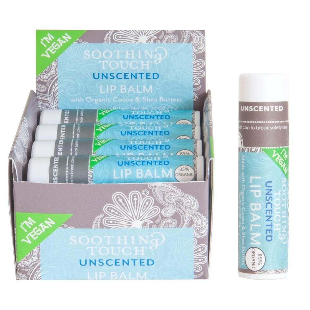 Soothing Touch Unscented Vegan Lip Balm 0.25oz Pack of 12