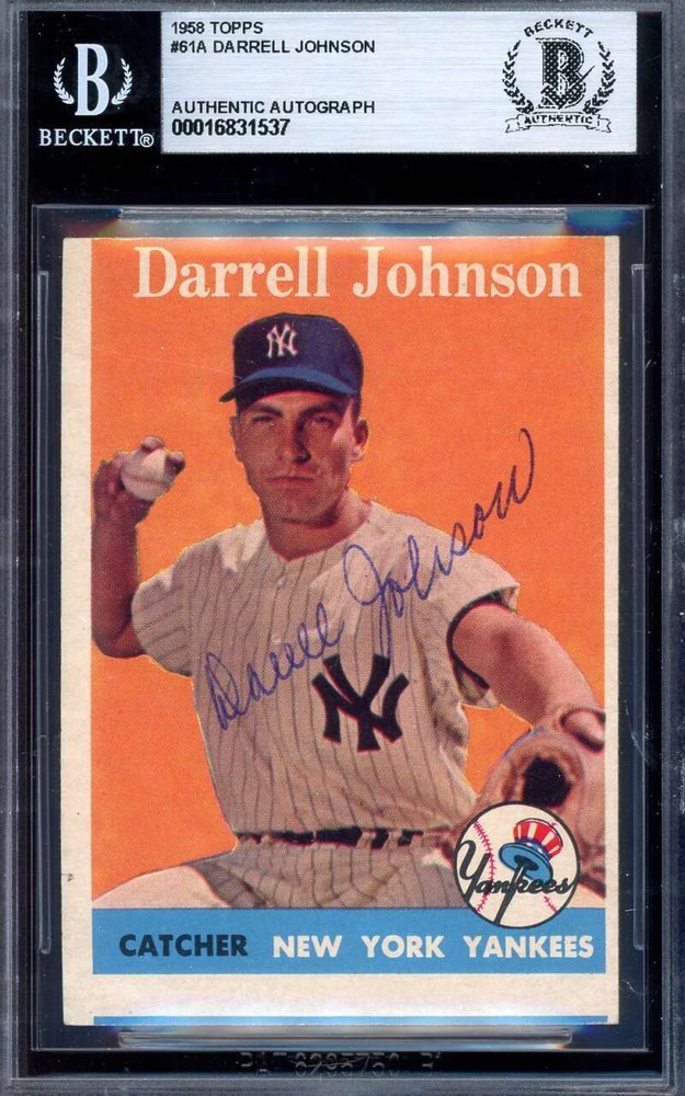 Darrell Johnson Beckett BAS Signed 1958 Topps Baseball Card Autograph