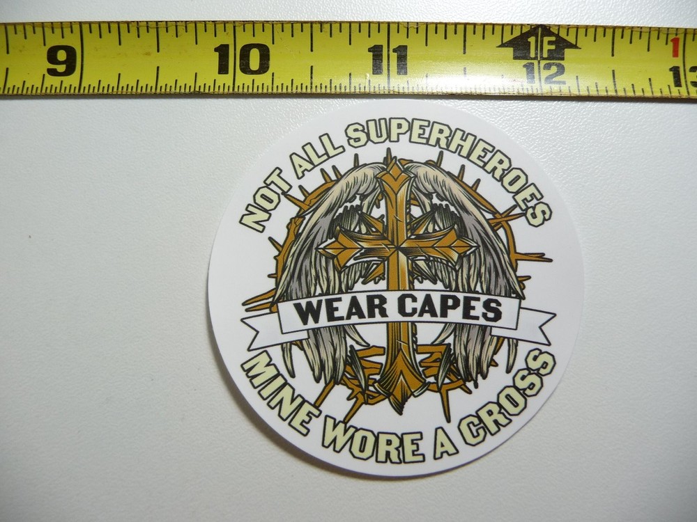 Christian Superhero Cross Decal Sticker for Faith & Church