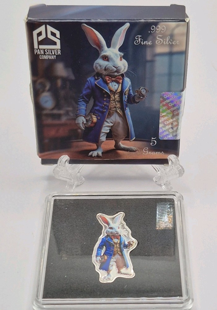 🔥 Pan Silver 5 Gram White Rabbit .999 Fine Silver Colorized Collectible 🐇