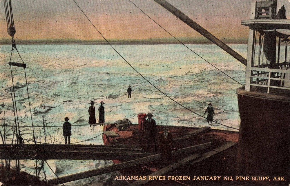 Arkansas River Frozen January 1912 Pine Bluff Arkansas AR Postcard