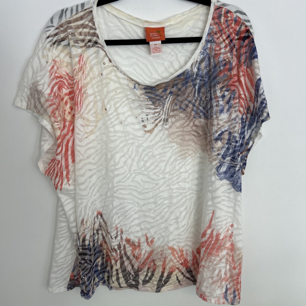 Women's Hearts Of palm short sleeve shirt plus size 3X Beach Summer Light Weight