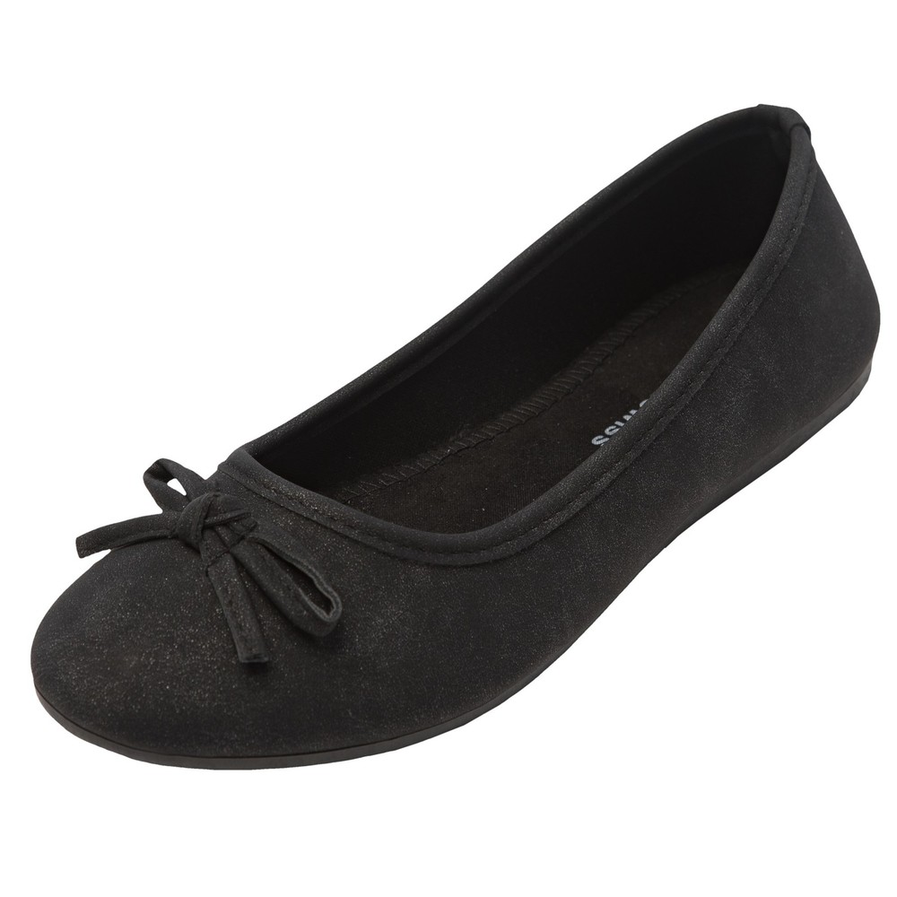 Alpine Swiss Polly Ballet Flats, Vegan Leather Shoes, Flats with Bow
