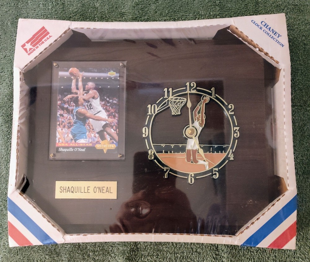 VINTAGE CHANEY CLOCK COLLECTION- SHAQUILLE  O'NEAL CLOCK & PLAGUE W/CARD (1986)