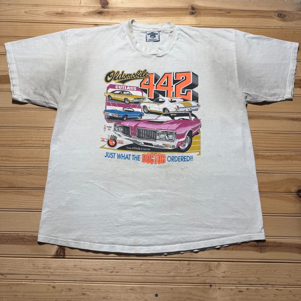Vintage 90s Lee Oldsmobile 442 Cutlass Muscle Car Hot Rod Graphic T-Shirt - 2XL
