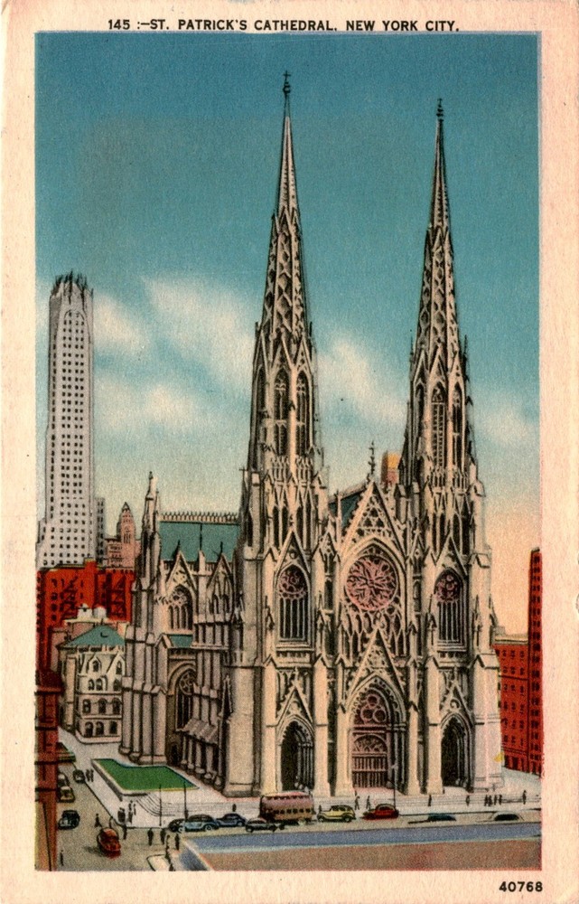 St. Patrick's Cathedral, New York City, Fifth Avenue, 50th Street, Postcard