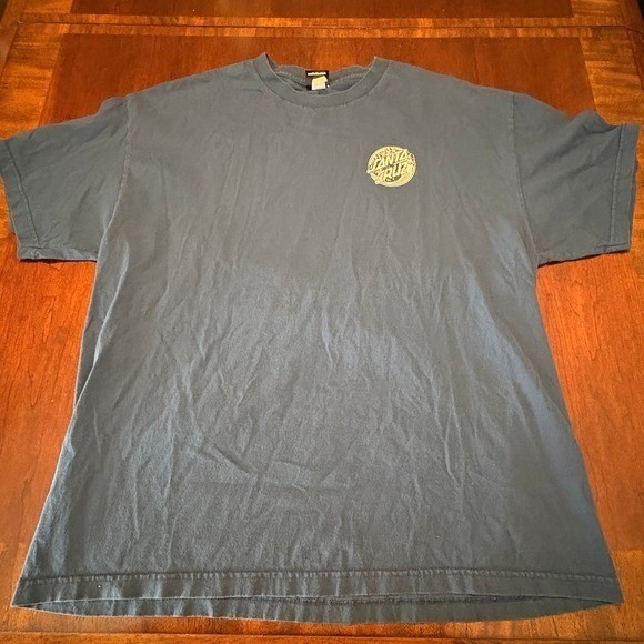 Santa Cruz Skateboard T-Shirt Mens 2XL Blue Mermaid Dot Logo Graphic Skate Tee