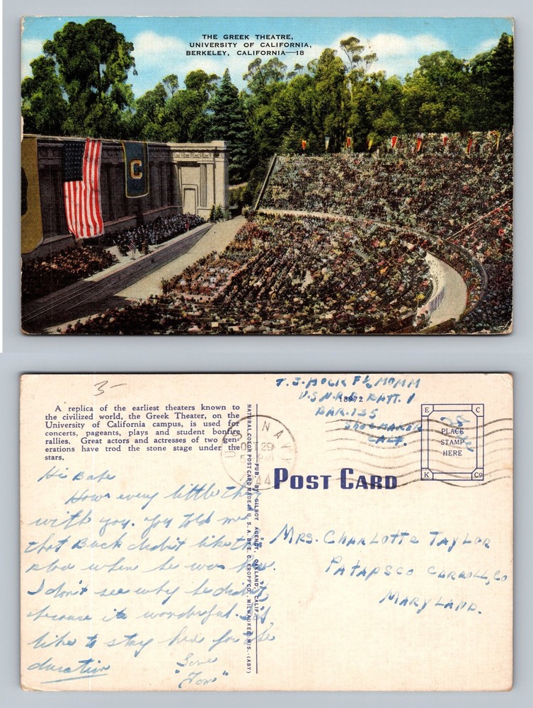 Berkeley, CA-California, Greek Theatre Event Scene Card Vintage Postcard