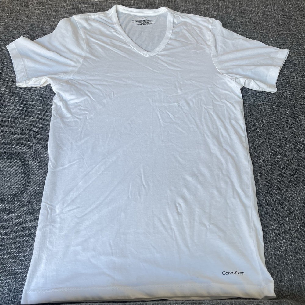 Calvin Klein V-Neck T-Shirt size S small - White/Short Sleeve - NEW