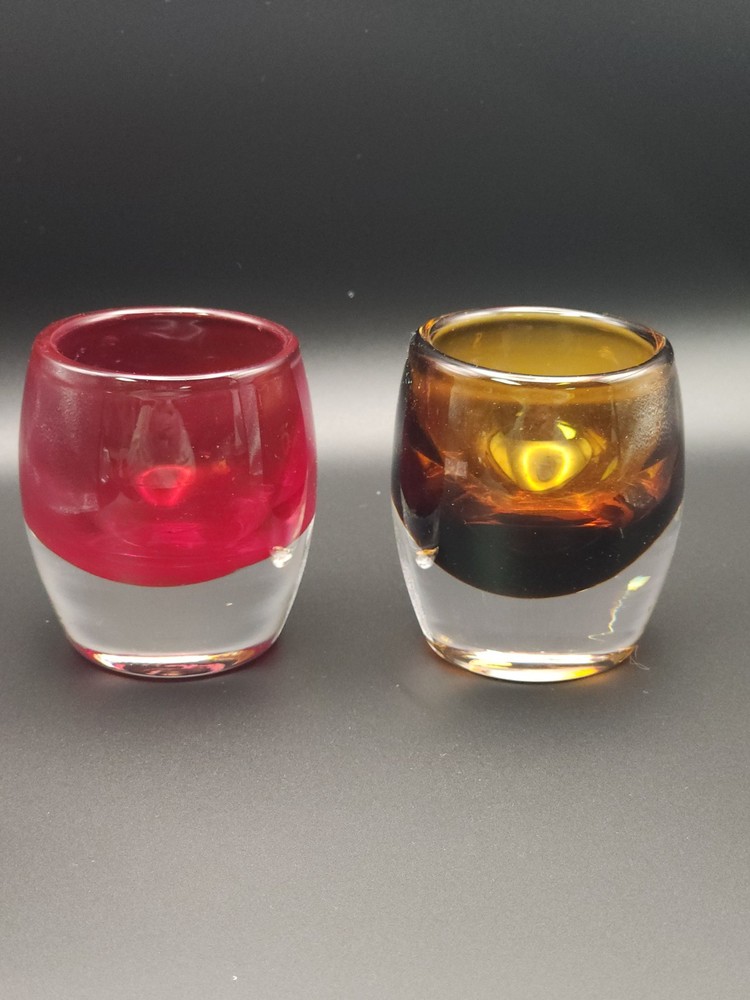 Crate And Barrel Red Ruby & Amber Diva Glass 3