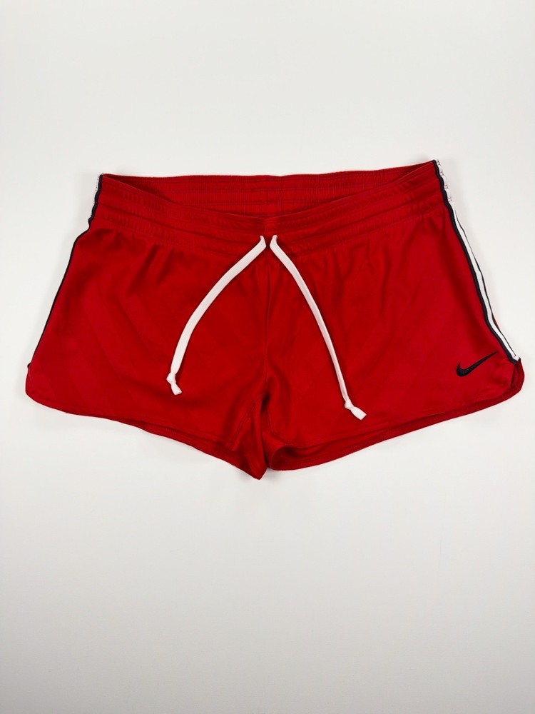 Nike Women's Athletic Shorts Red Drawstring Side Stripe