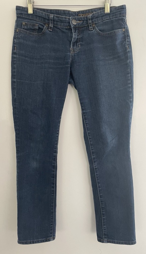 Gap Women's Cotton Blend Premium Skinny Zip Denim Jeans Blue Dark Wash 4/27 S