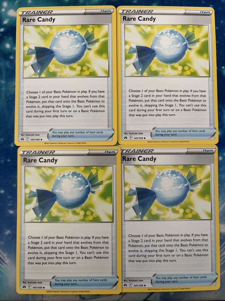 x4 Rare Candy 141/159 Crown Zenith -Playset- Pokemon Cards