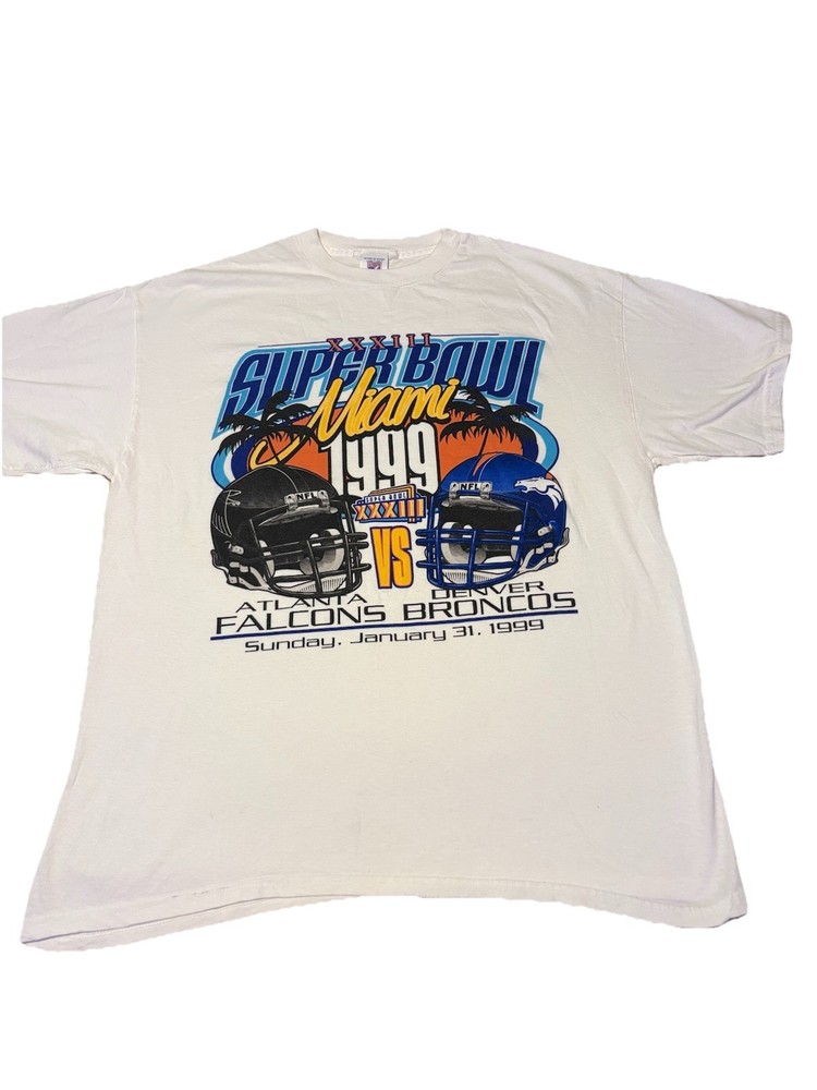 Super Bowl XXXIII Miami 1999 Graphic T Shirt Mens XL Vintage falcons Denver