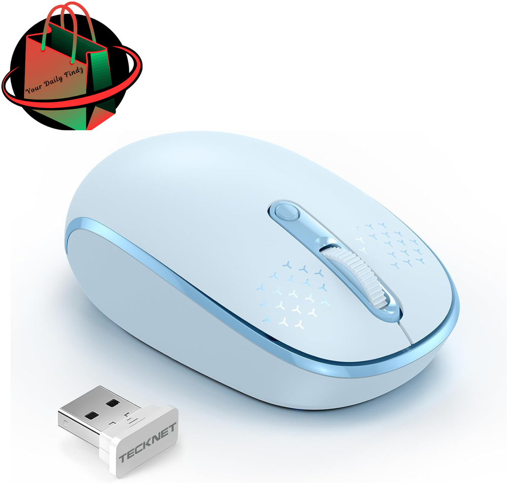 TECKNET 2.4G Wireless Silent Mouse with USB Receiver 4 Buttons for PC Laptop