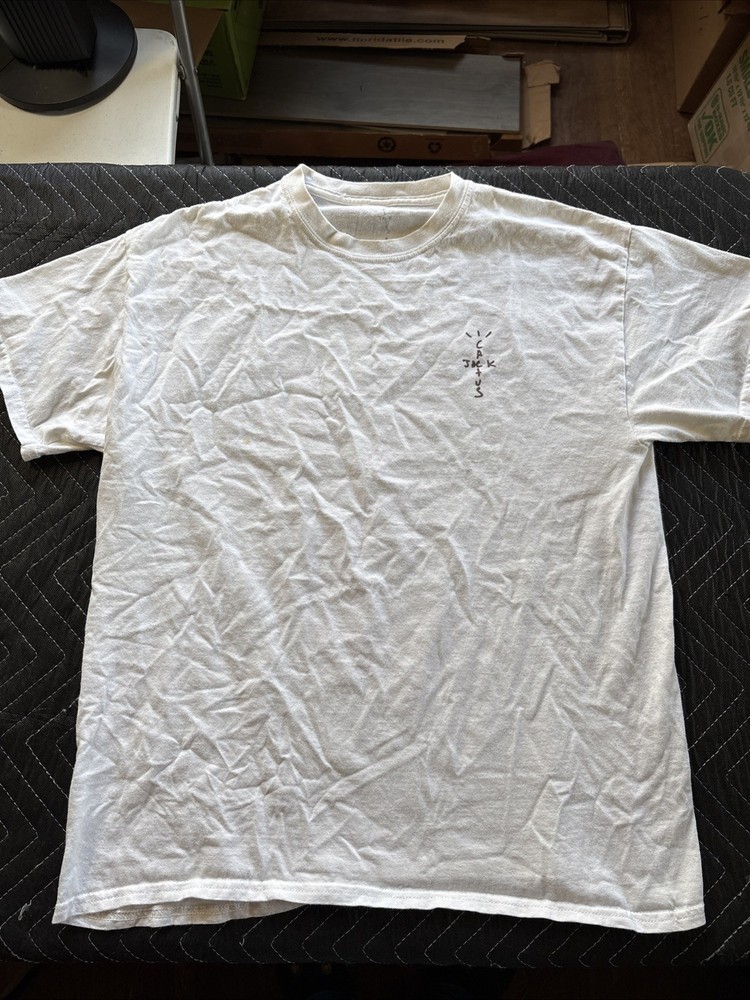 Cactus Jack Travis Scott Logo White Crew T-shirt Men's Size Large