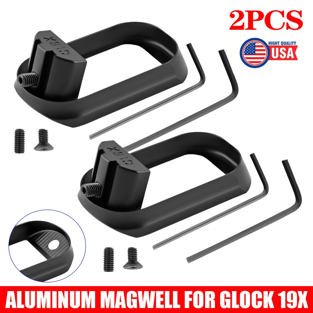 2 Pack Flared Aluminum For Glock 19X Magwell - No Backstrap NBS - Black