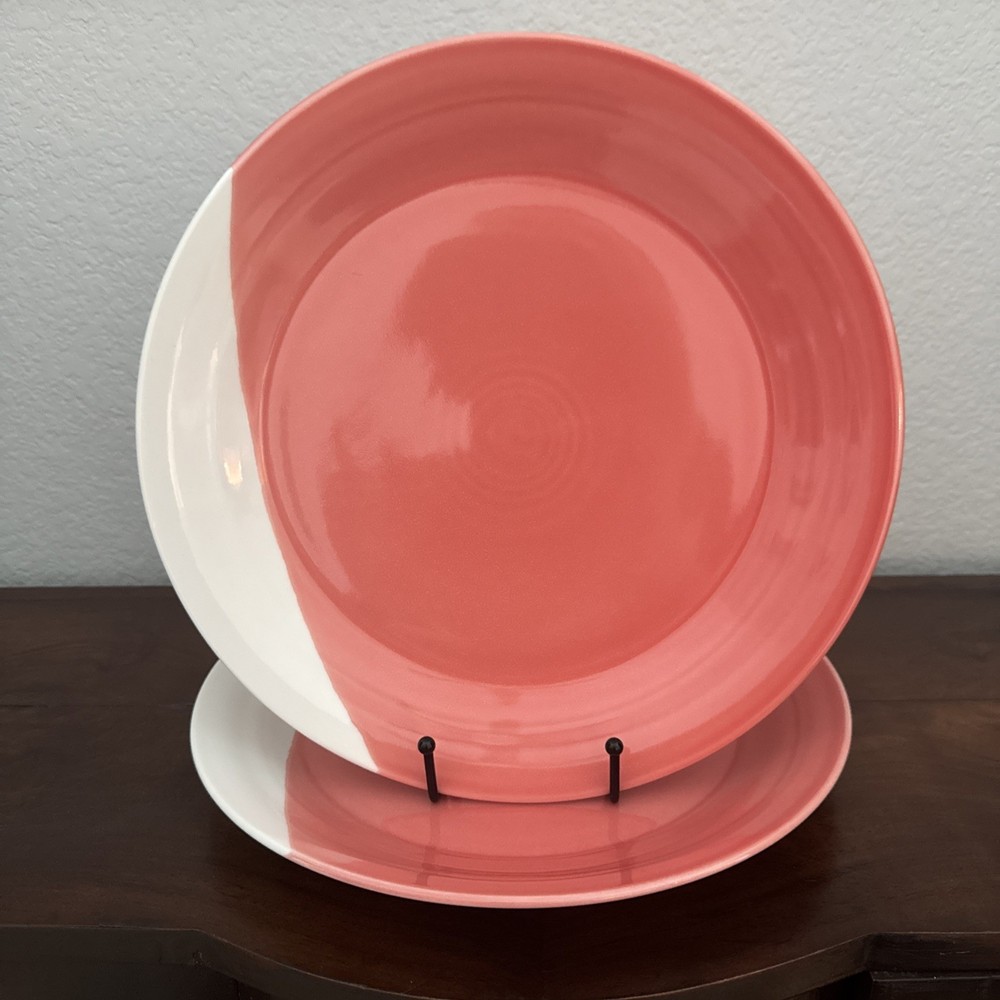 Two SET ROYAL DOULTON SALMON WHITE 1815 ENGLAND PORCELAIN DINNER PLATES