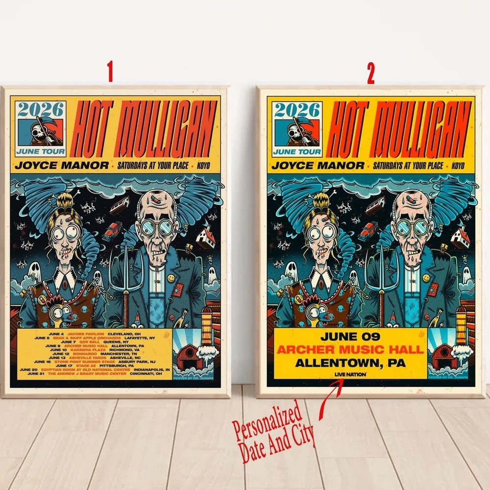 Hot Mulligan 2026 Tour Poster Reprint U.S. Headlining Concert Music Wall Art
