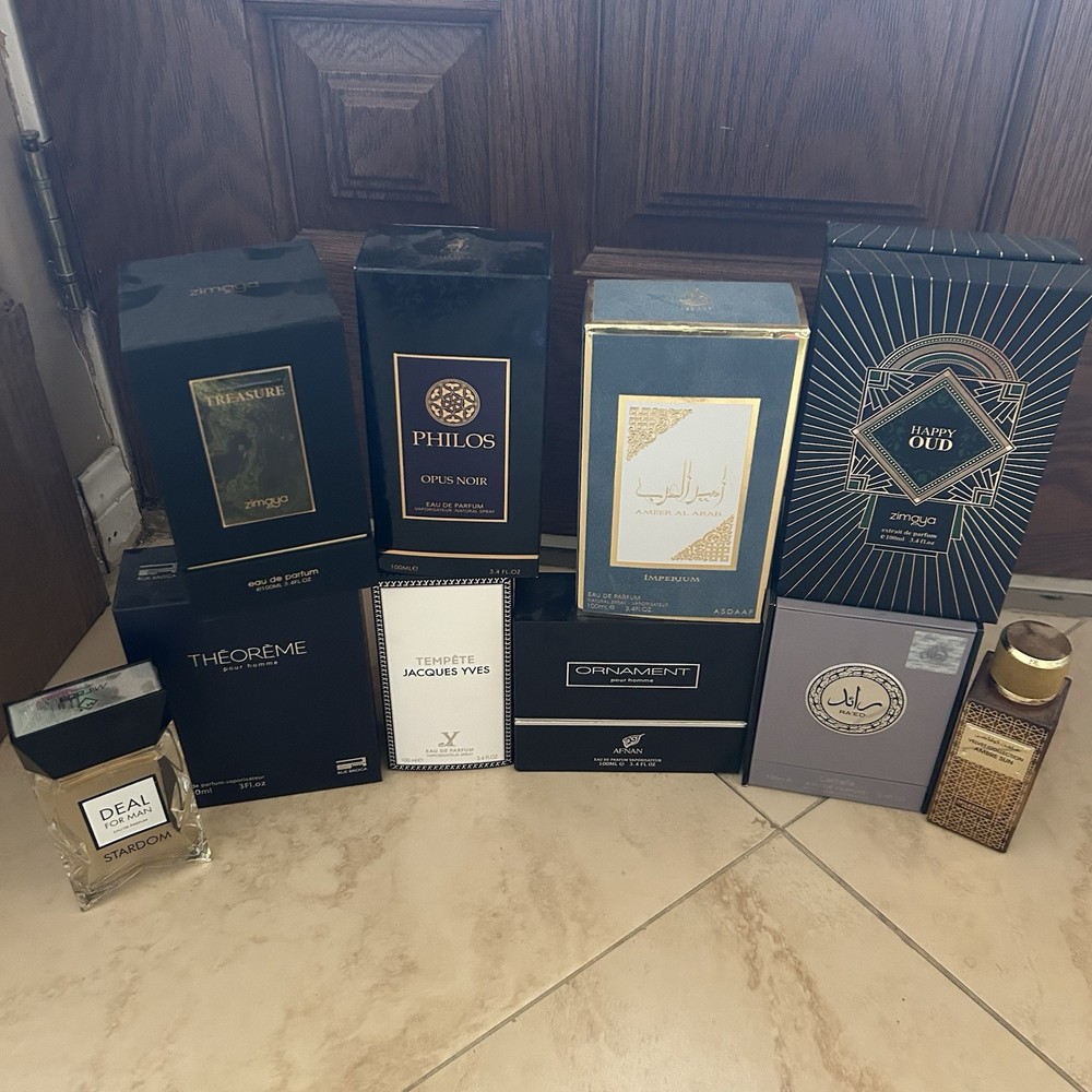COLOGNE LOT OF 10 Rue Broca Theoreme, Lattafa, Zimaya Happy Oud, Afnan And More
