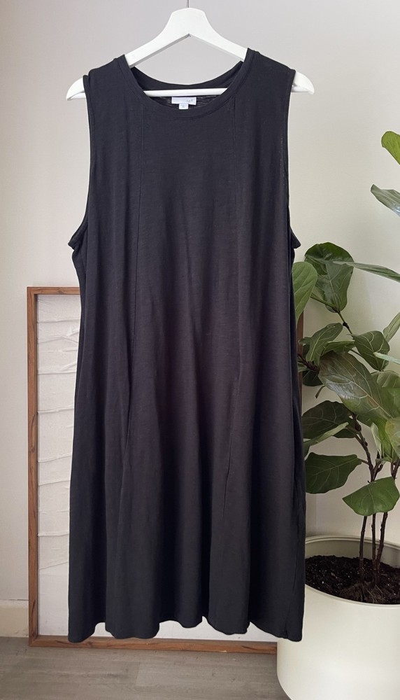 Women's J. JILL Black Sleeveless T-Shirt Shirt Cotton Modal Dress Size XL Tall