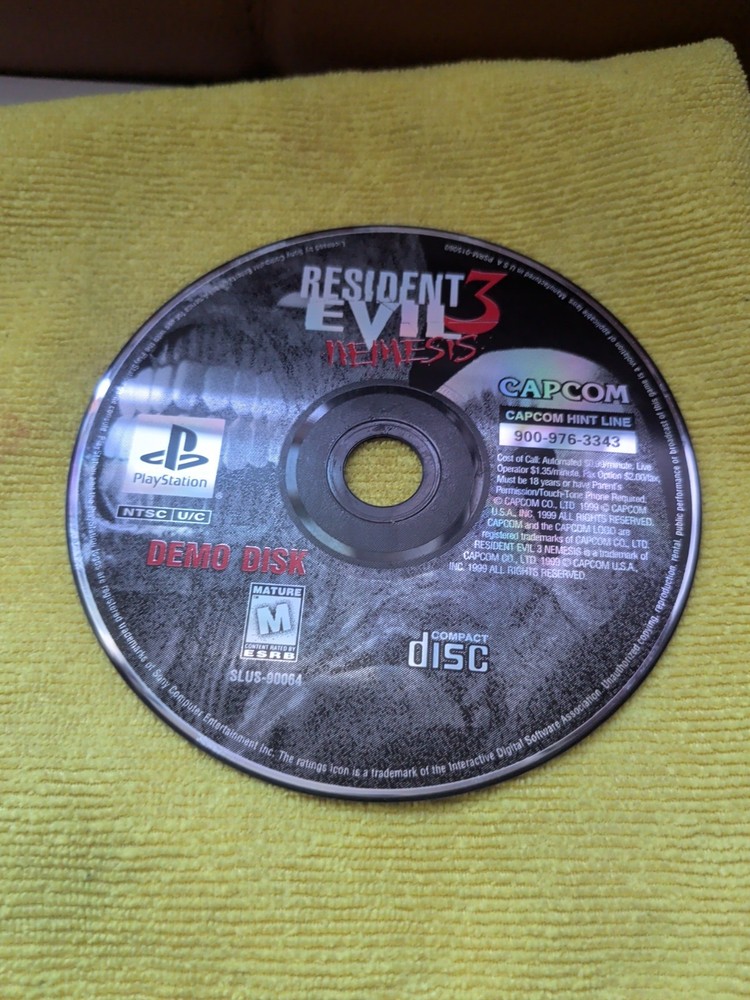 Resident Evil 3: Nemesis Demo Disk Disc PlayStation 1 1999 Dino Crisis Sony PS1