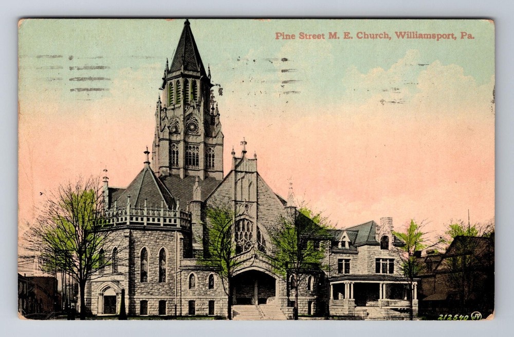 Williamsport Pa-Pennsylvania, Pine Street ME Church, Vintage c1915 Postcard