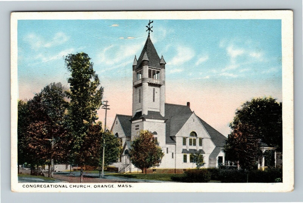 Orange MA-Massachusetts Congregational Church Vintage Souvenir Postcard