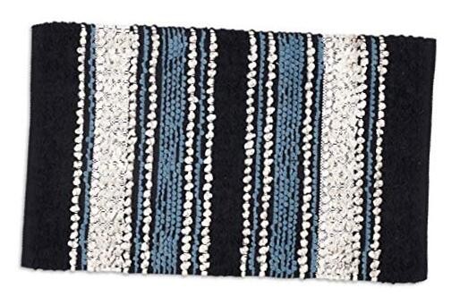 Soft Chenille Bath Rug Set - Washable 20x32 Navy Bath Mat