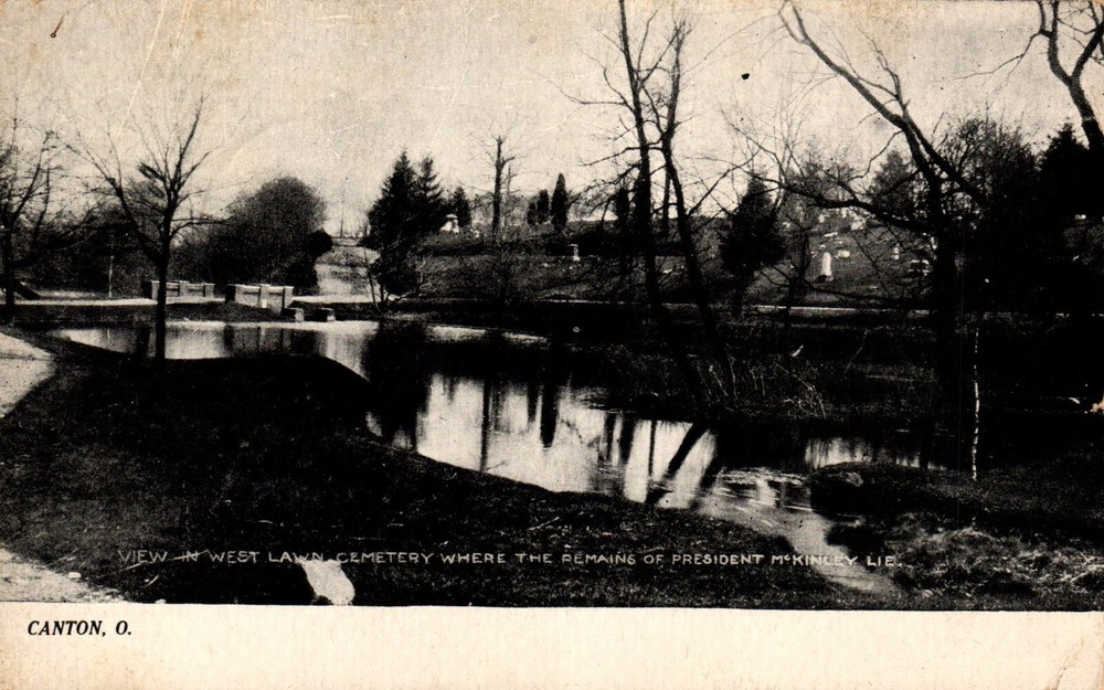 Postcard View in West lawn cemetery President McKinley lies Canton, Ohio