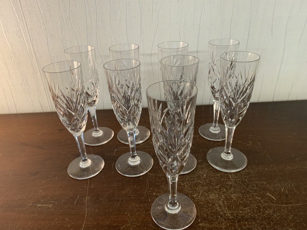 9 Champagne Flutes Model Cut In Crystal From Saint Louis Price Per Unit