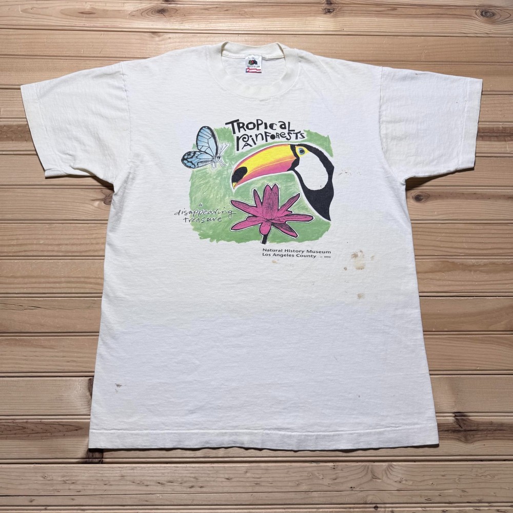 Vintage 1990 Tropical Rainforests Natural History Museum LA T-Shirt USA - Large