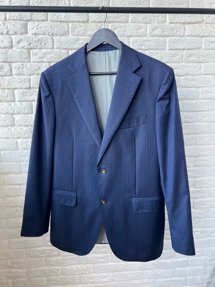 SuitSupply Napoli Lana Wool 110's Blue Striped Blazer Jacket Men's Size 50