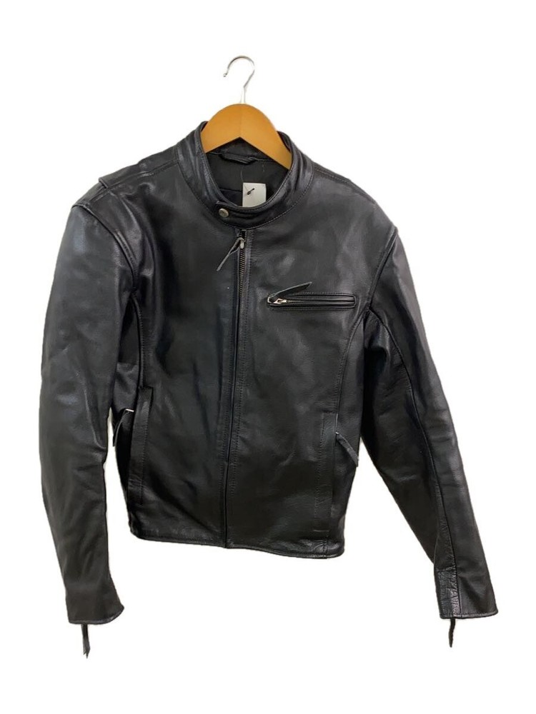 Genuine Leather Blouson Jacket for Men in Black Plain Style 2246