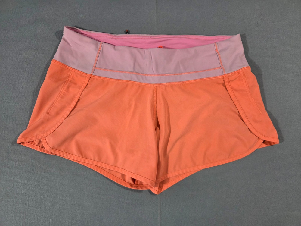Lululemon Womens Size 8 Peach Pink Athletic Running Shorts Lined Stretch