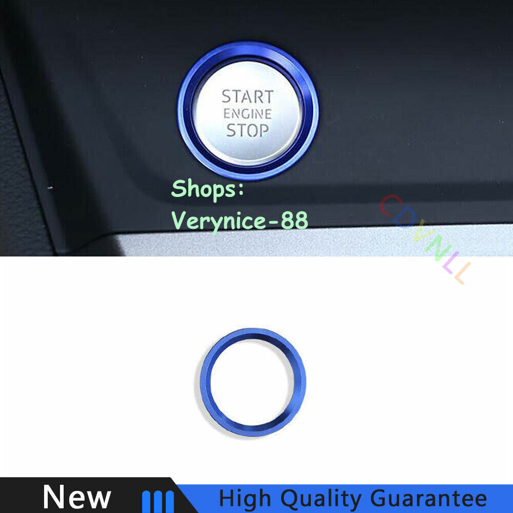 Fit For Audi Q7 2016-2019 Blue Aluminum One-Click Startup Switch Cover Trim 1PCS