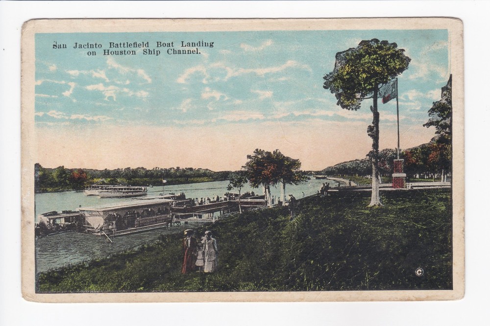 San Jacinto Battlefield Boat Landing Ship Channel Houston Texas WB Postcard