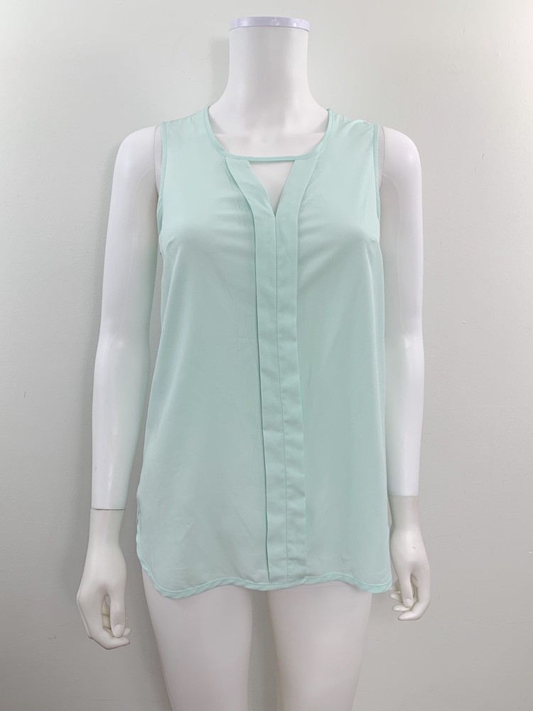 Merona Women’s Size XS Keyhole Neck Sleeveless Evening Career Blue Blouse