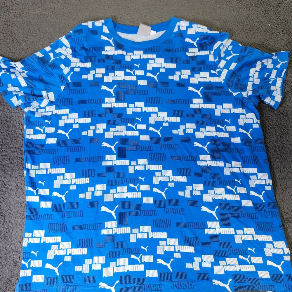 Puma Mens Graphic Blue T-Shirt XXL 100% Polyester