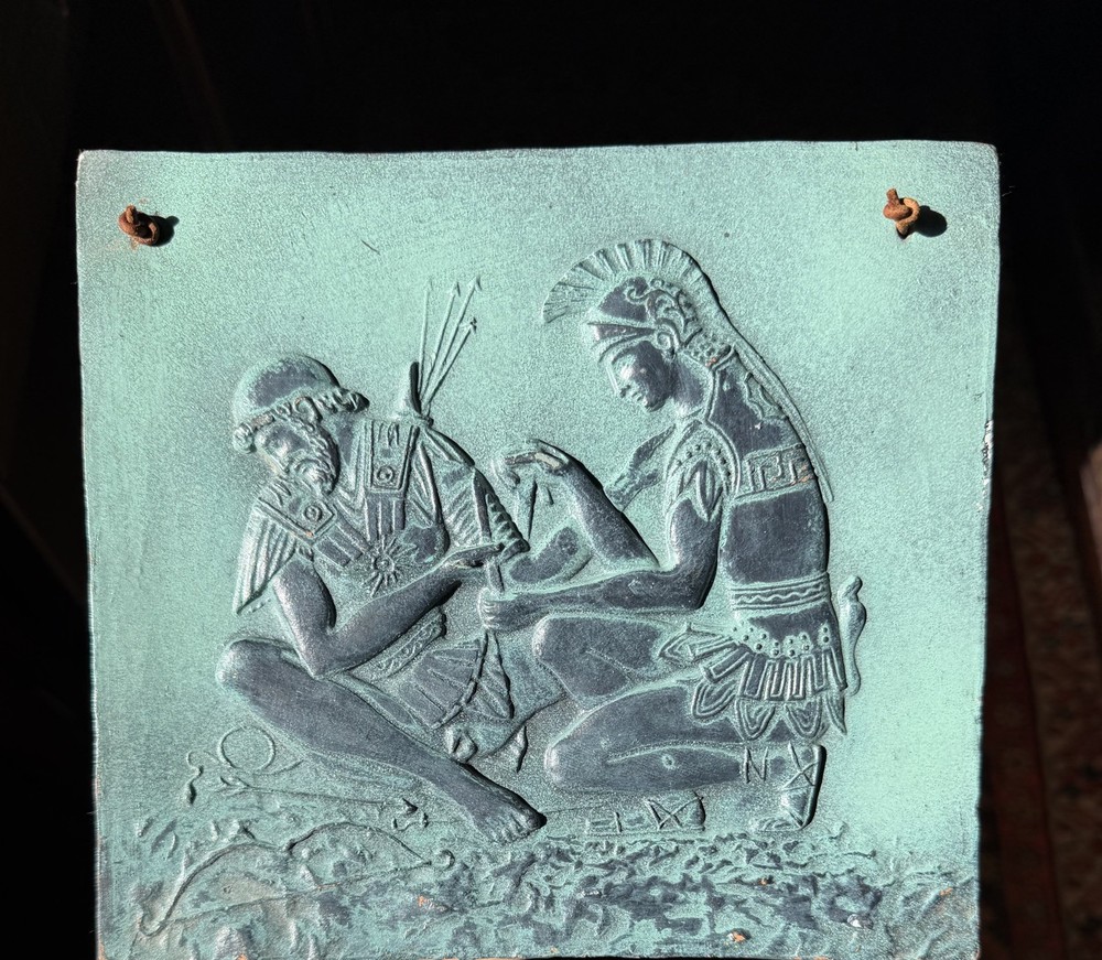 Achilles and Patroclus Trojan Greek Warriors Heroes sculpture in patina finish-image