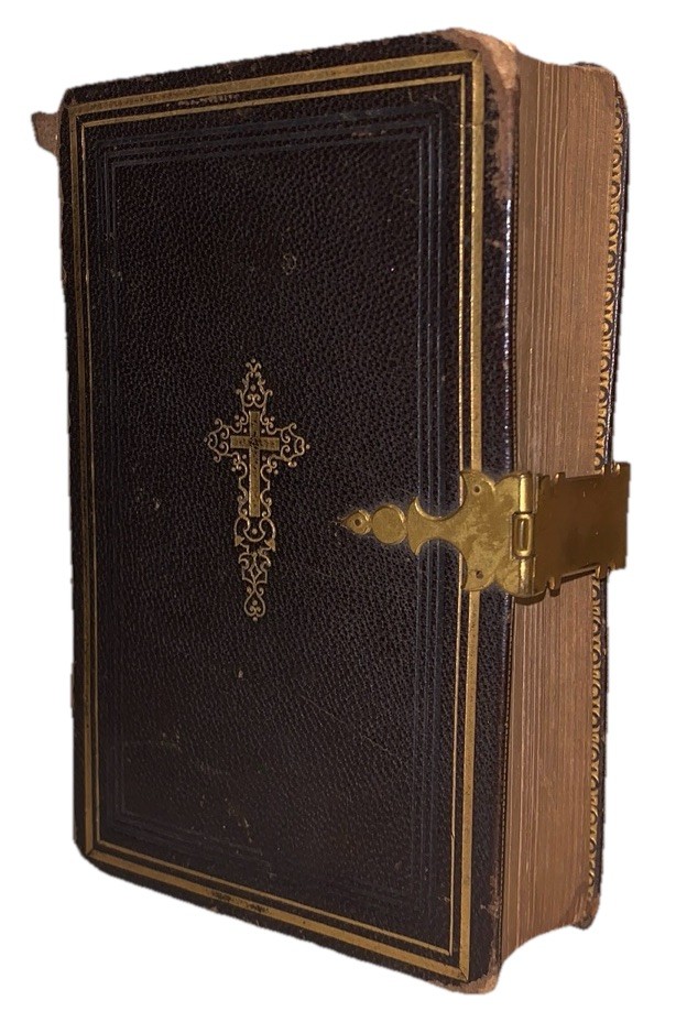 1850, ST. VINCENT'S MANUAL, SELECTION OF PRAYERS, BEAUTIFUL LEATHER w CLASP, NR
