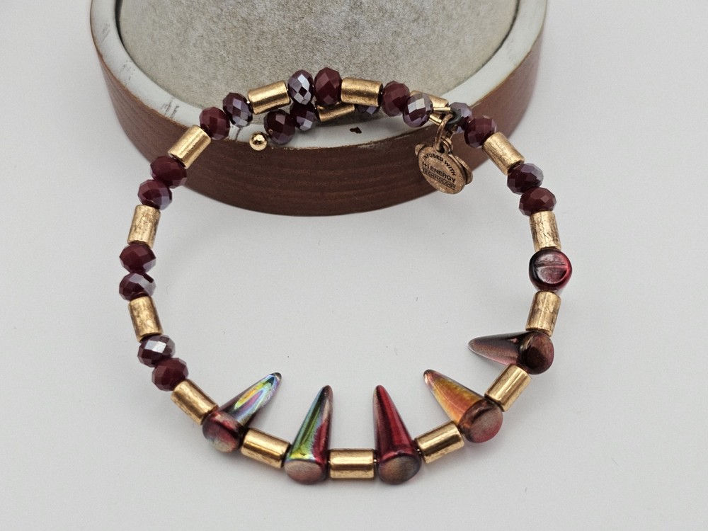 Alex and Ani Depths of the Wild Crimson Aura Wrap Bracelet Spiked Studded Gold