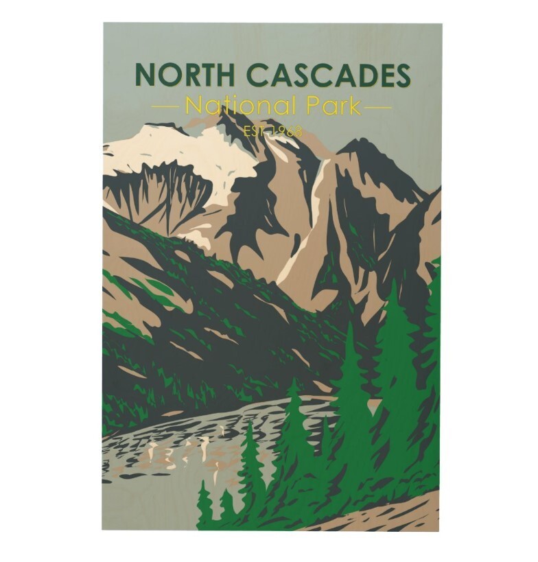 North Cascades National Park Mount Triumph Vintage Wood Wall Art