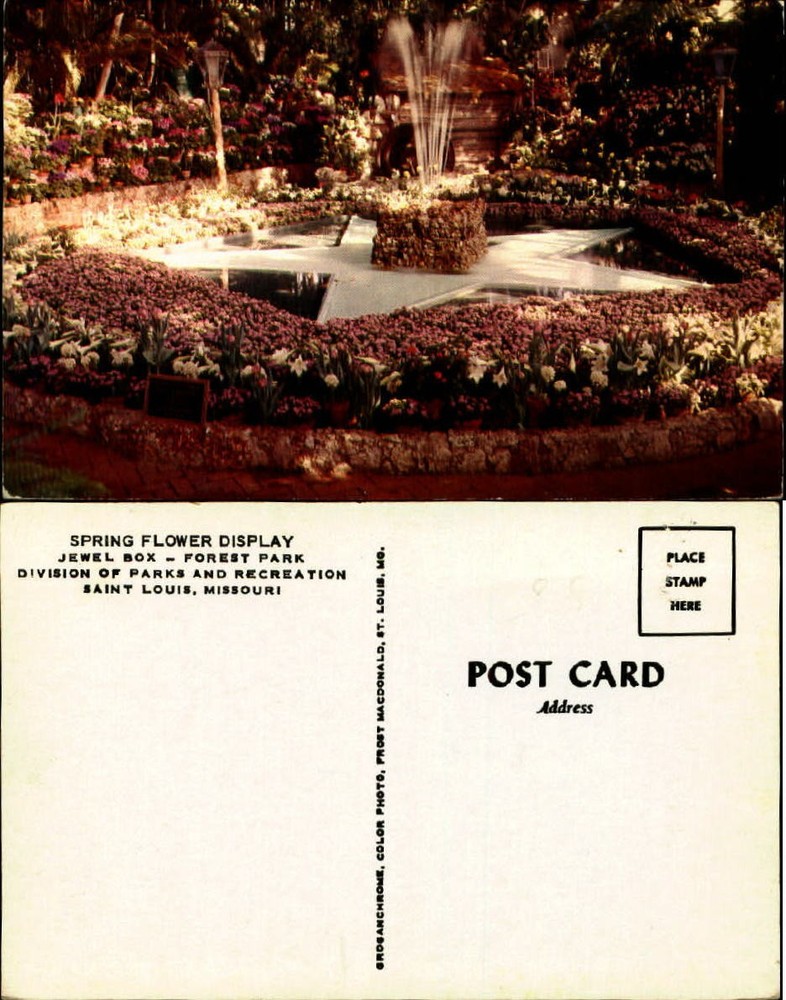 Spring Flowers Jewel Box Forest Park St Louis Missouri MO fountain unused
