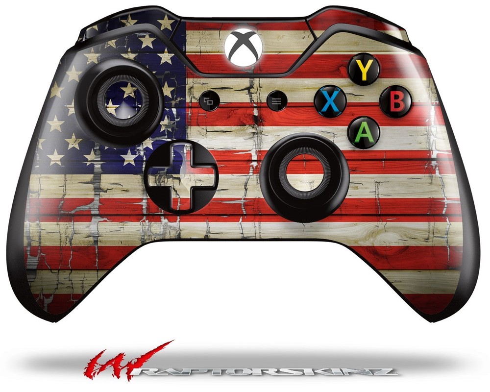 Painted Faded Cracked USA American Flag Skin for XBOX One Controller