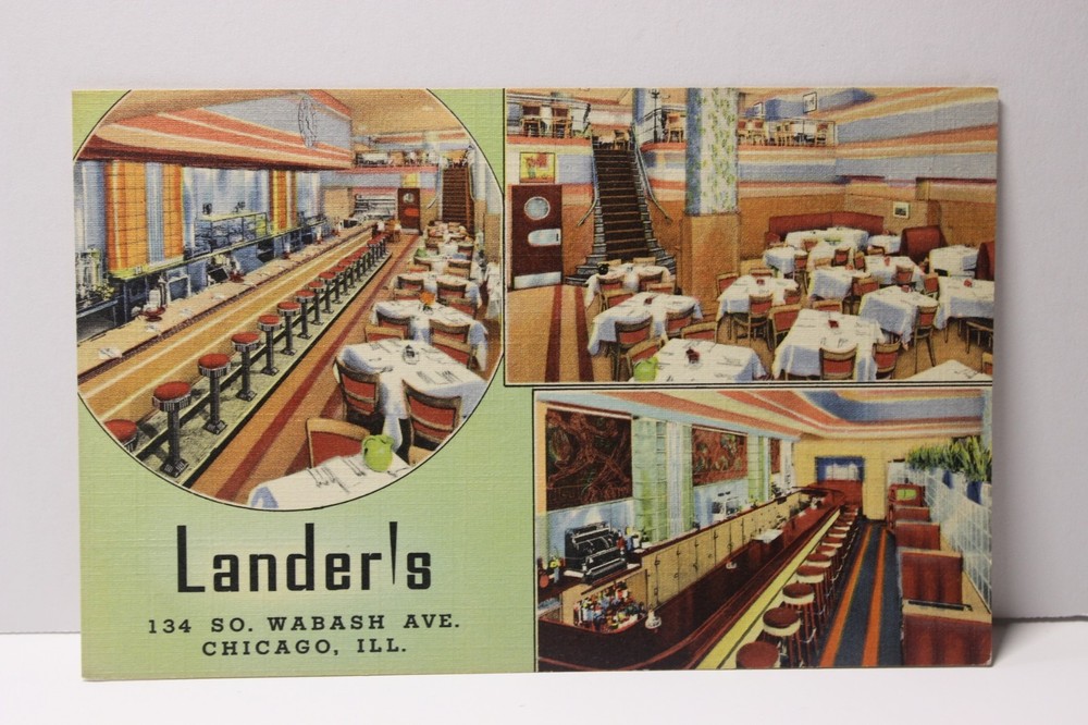 Lander's Restaurant, Chicago Illinois, Linen Postcard