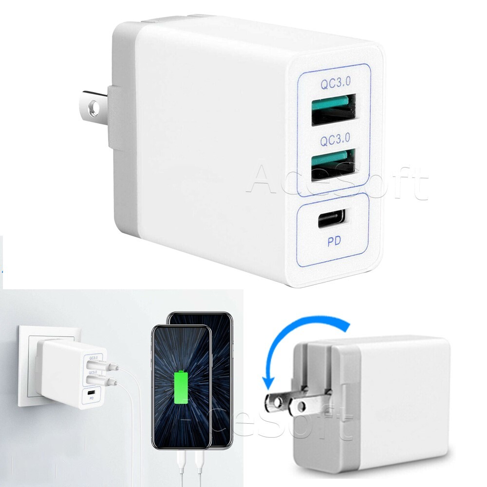 Secure 3-Port PD QC 3.0 Dock Wall Charger for LG V30 H931